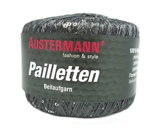 Garn färg svart. Pailetten fg. 02 svart
