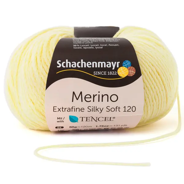 Bild på garn med merino ull. Färg Vanilj.