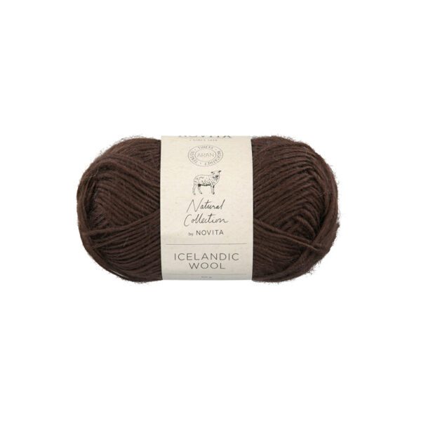 Garn färg brun. Novita Icelandic Wool fg 696 Mörkbrun