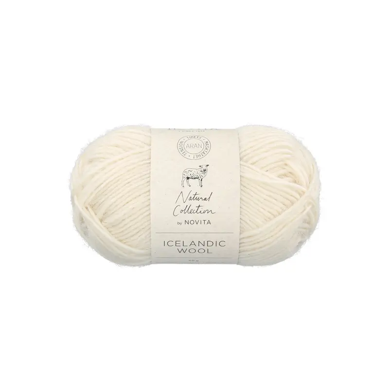 Garn färg vit. Novita Icelandic Wool fg.010 Naturvit