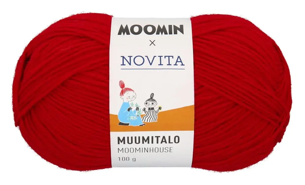 Garn Novita Moomin med färg röd.