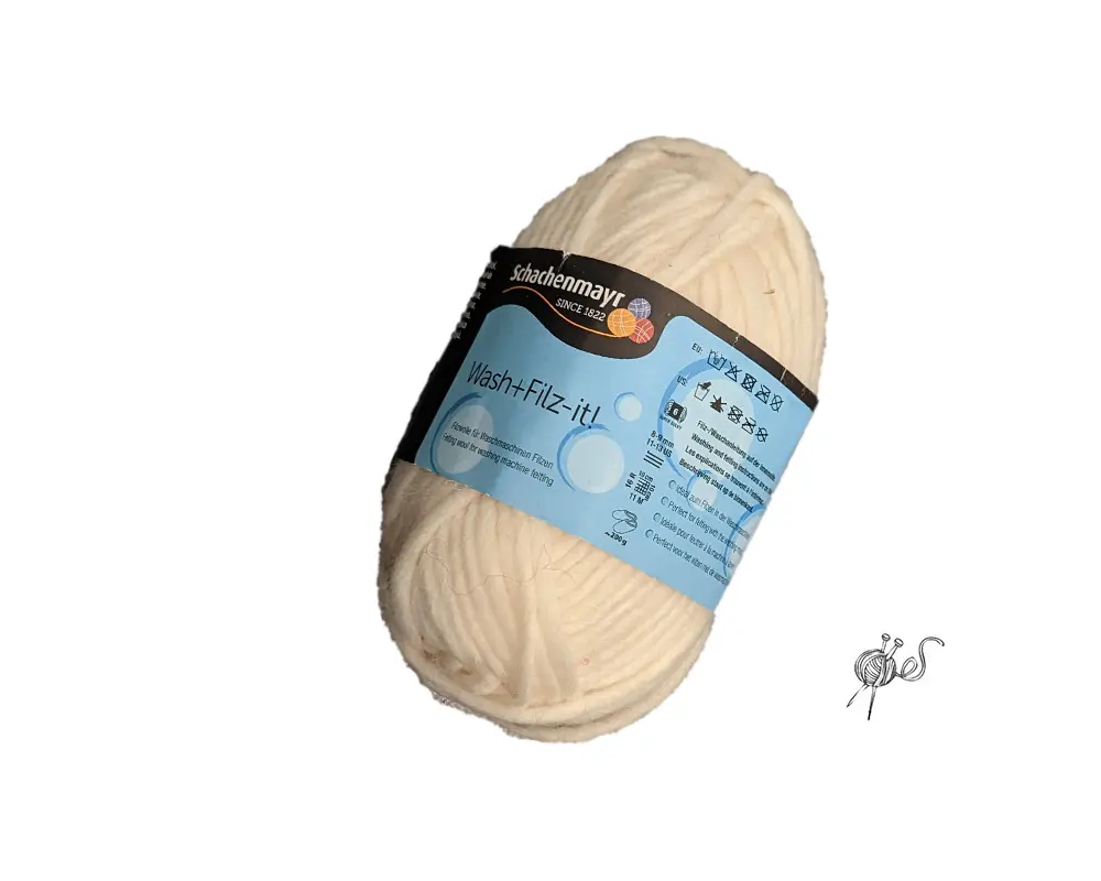 Garn färg vit. Wash+Filz-it! Fine, 50g fg. 02 Vit