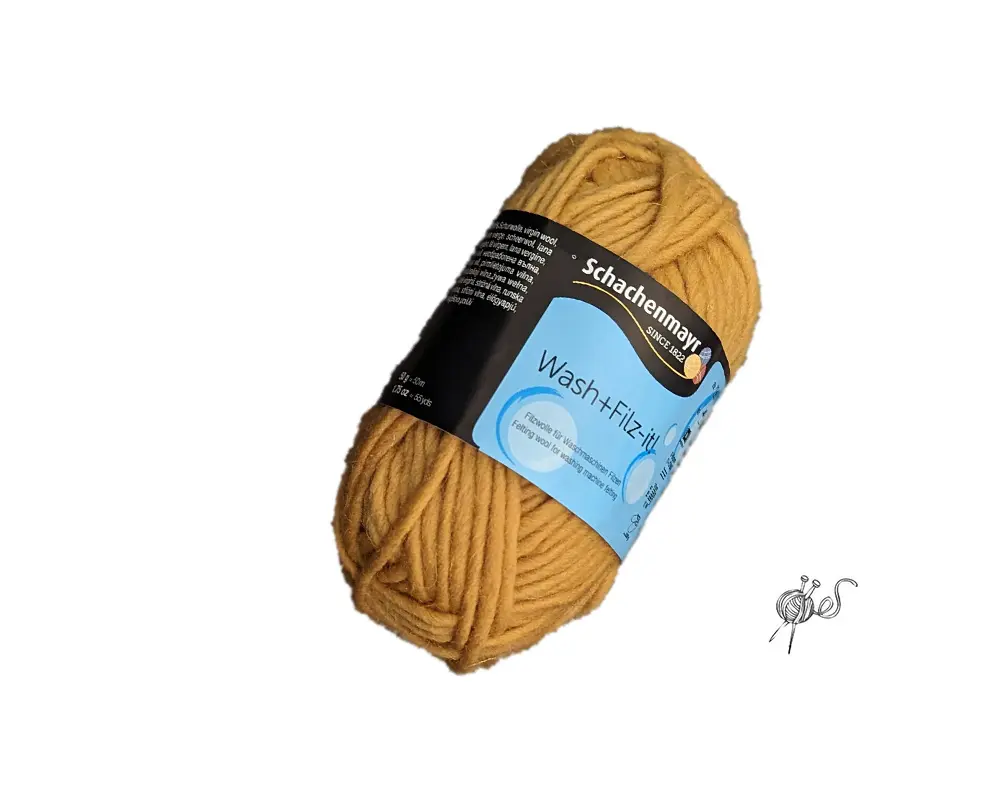 Garn färg gul. Wash+Filz-it! Fine, 50g fg. 43 Senap