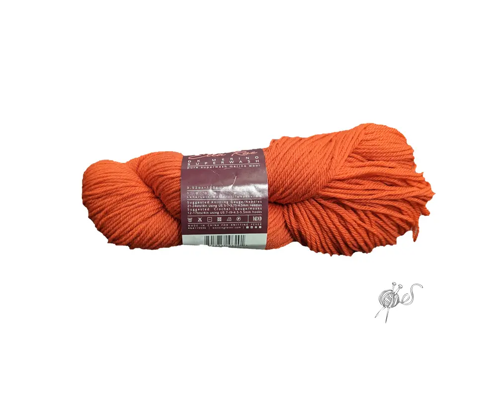 Garn färg orange. Ella Rae DK Merino Superwash fg. 110 - Öken Skymning