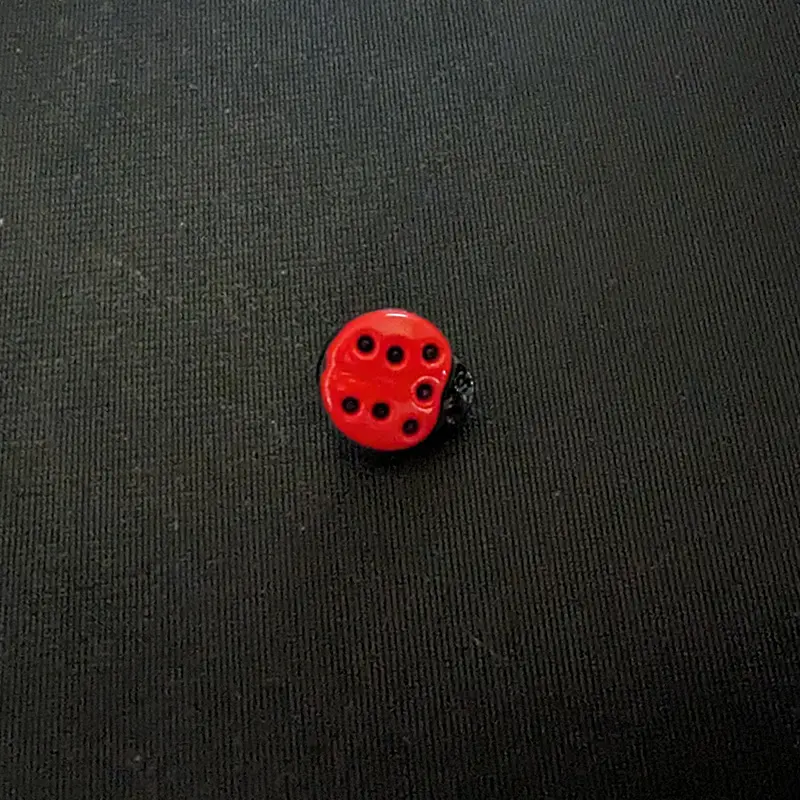 Barnknapp nyckelpiga 18 mm stor svar och röd